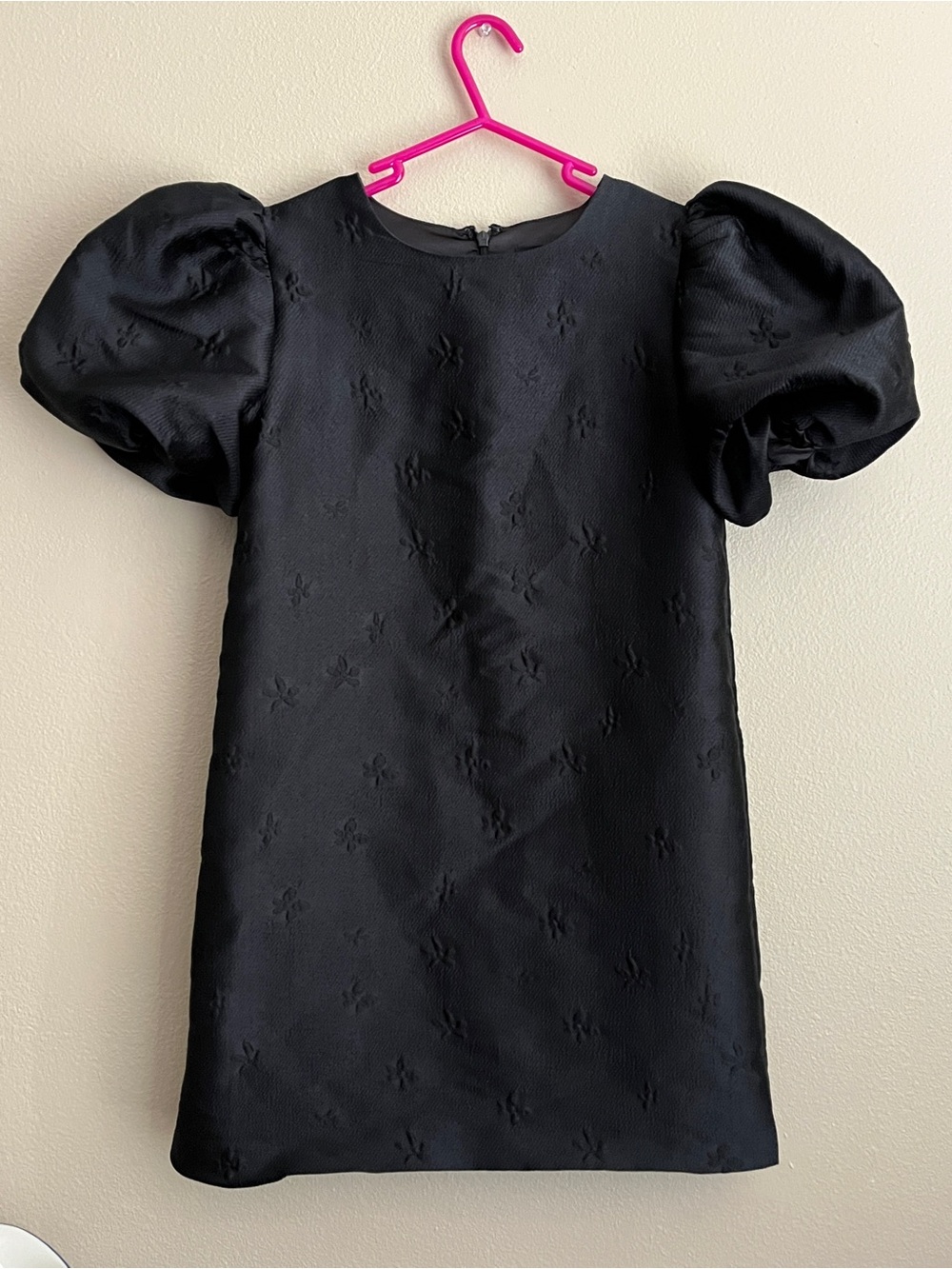Bardot Black Puff Sleeve Jacquard Shift Dress